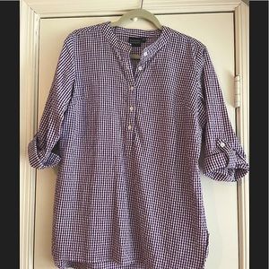 Madison Mathews Diane Shirt in purple and white gingham